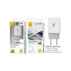 ONEPLUS ADAPTER CHARGER A6095 BL WITHOUT CABLE 1USB PORTS QC3.0 3.1A MAX WHITE ONEPLUS ADAPTER CHARGER A6095 BL WITHOUT CABLE 1USB PORTS QC3.0 3.1A MAX WHITE